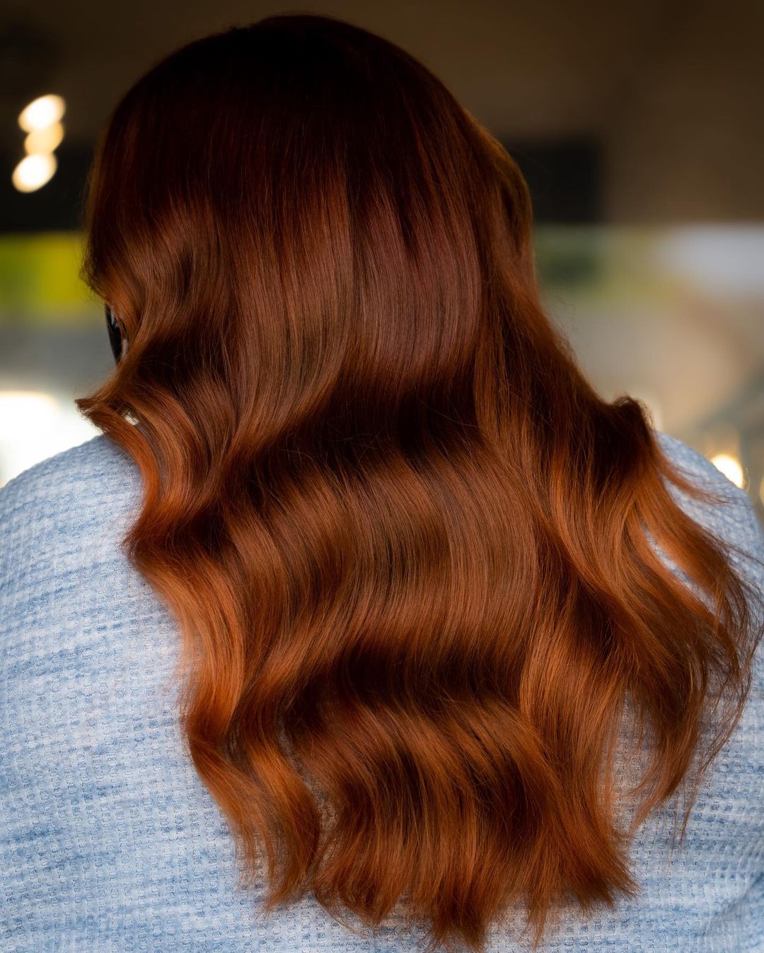 Reddish Brown On Long Wavy Hair