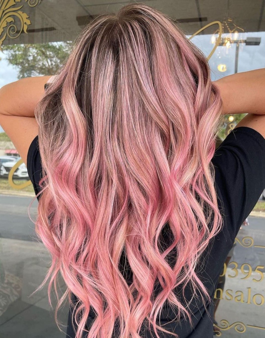 Rose Gold Hair with Pink Highlights