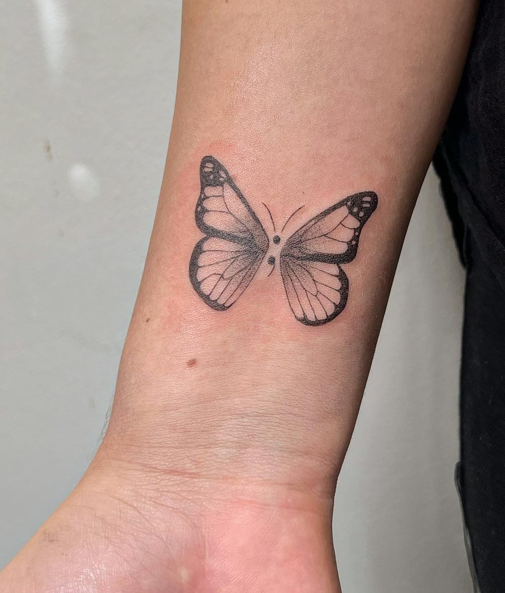 Semicolon Butterfly Tattoo on Wrist