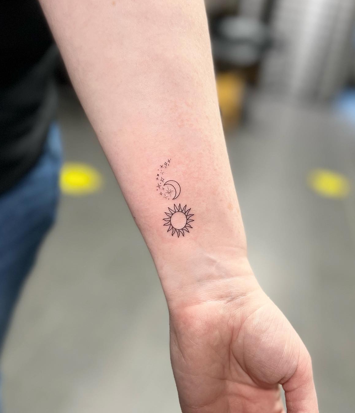 Sun and Moon in the Form of Semicolon Tattoo