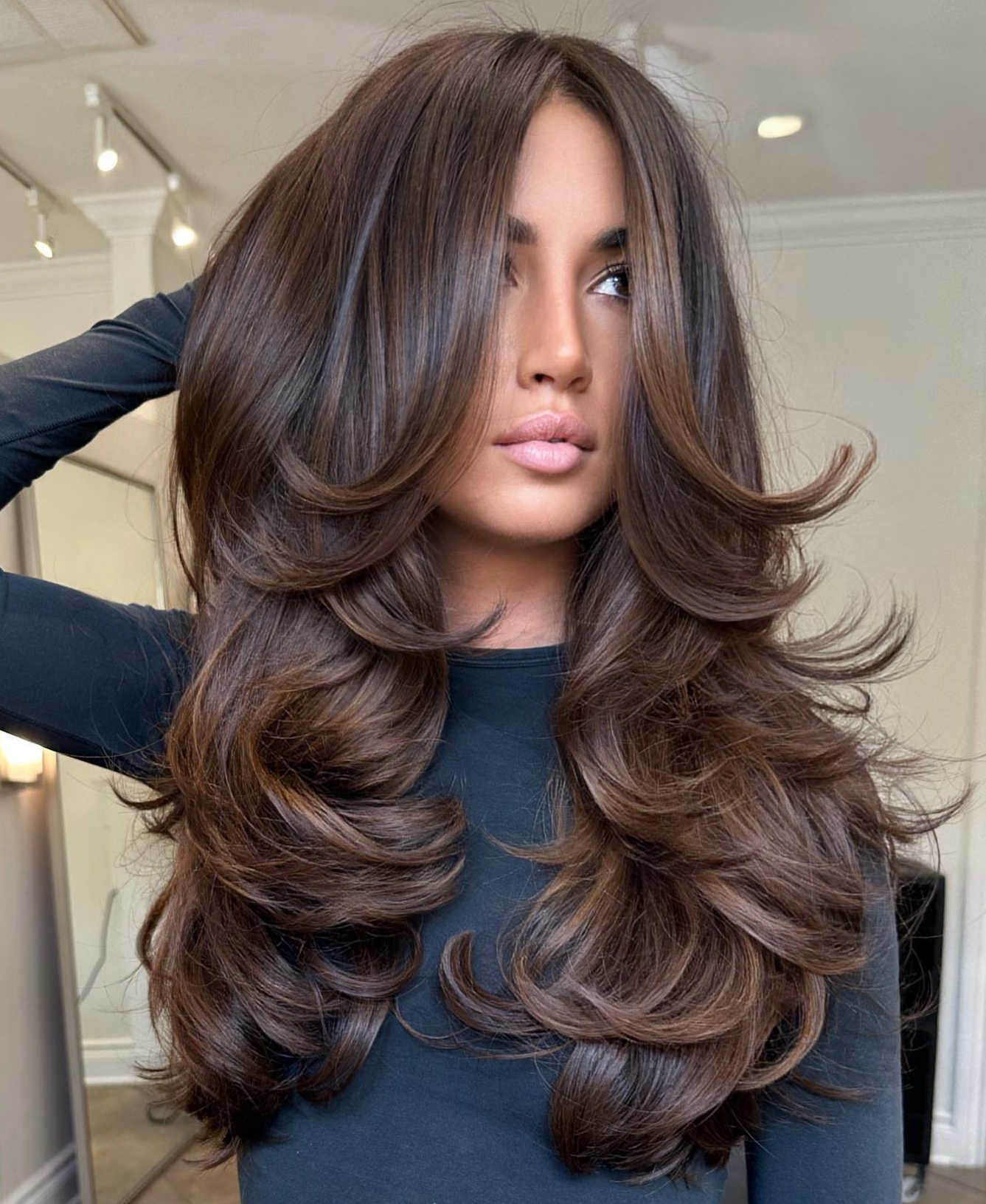 Thick Long Layered Brown Hairstyle