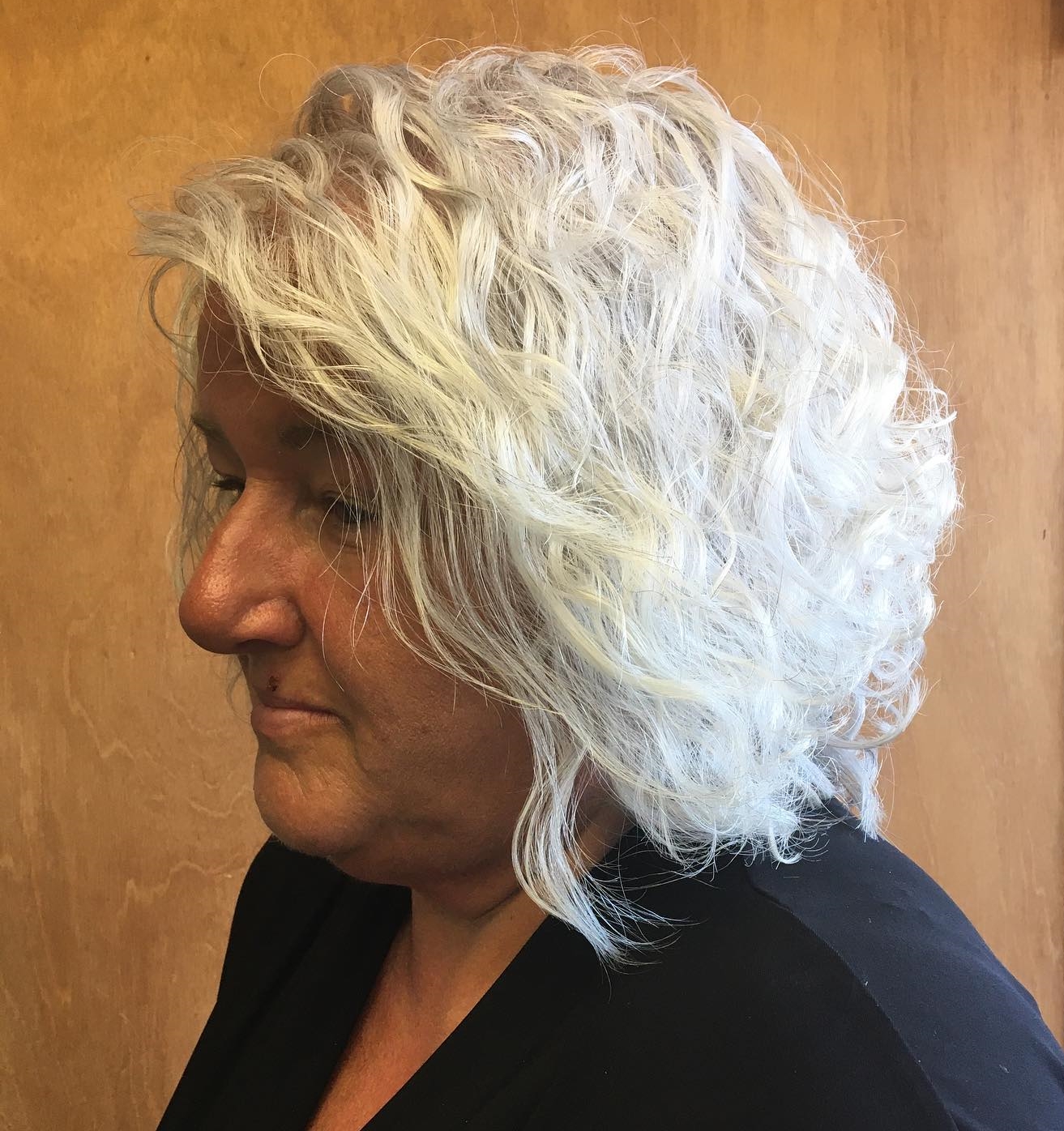 Beach Wave Perm Hairstyle on White Hair