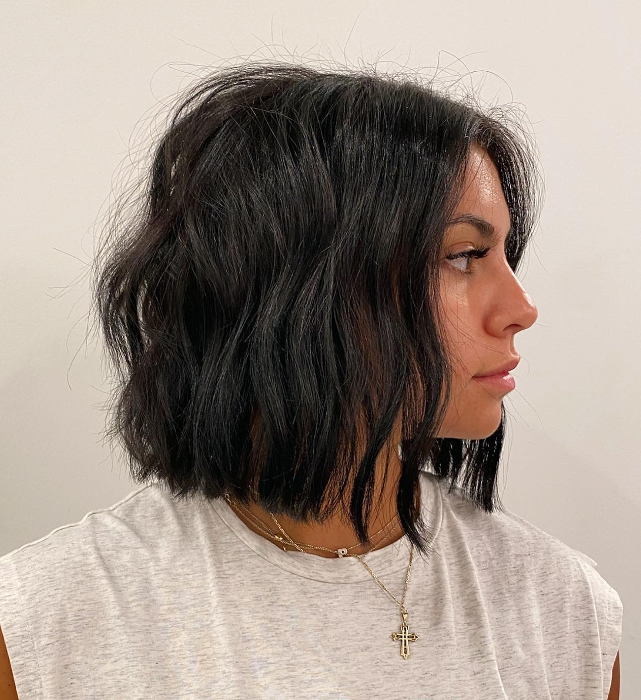 Blunt Bob Cut with Beach Waves