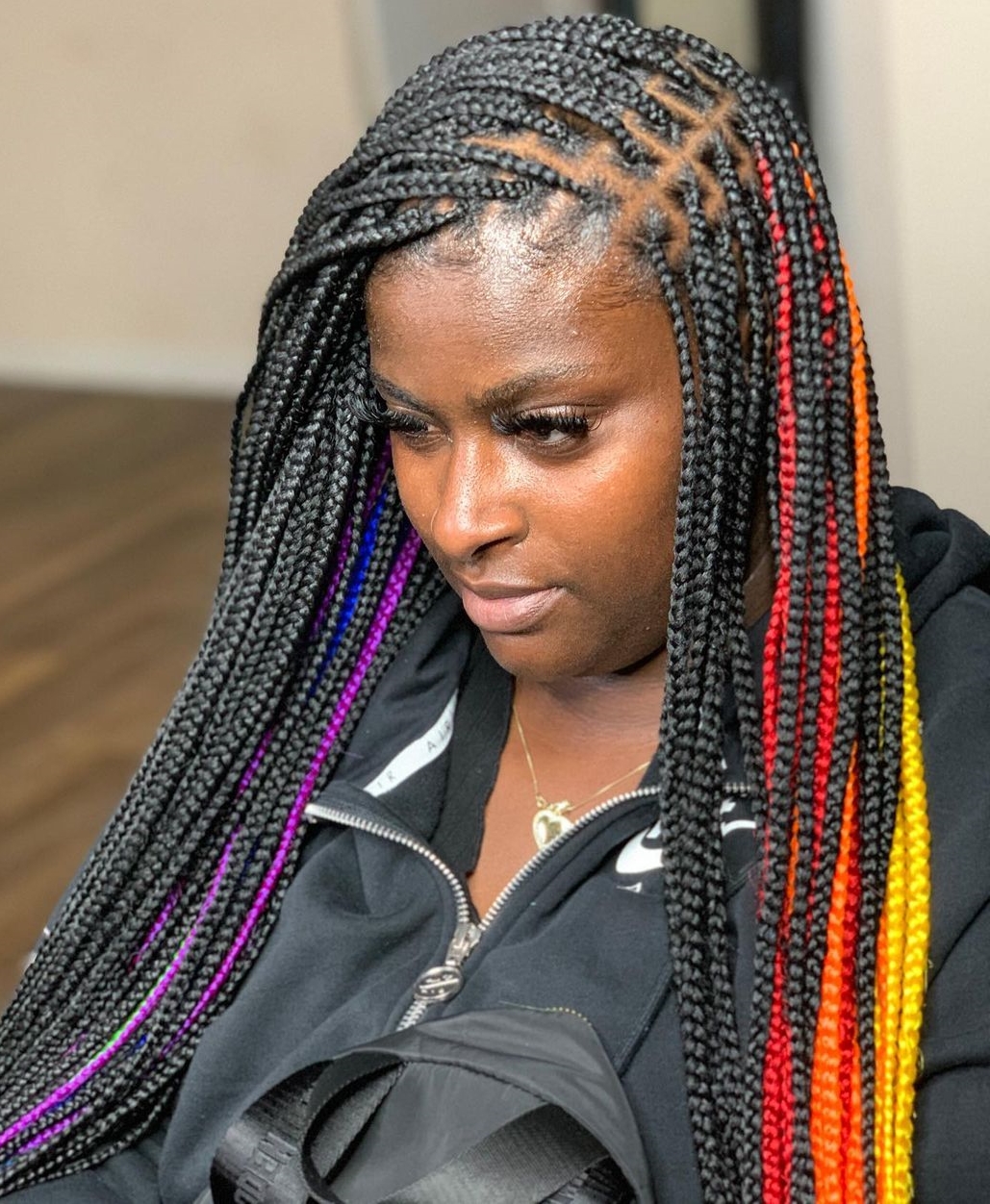 Colorful Skunk Stripe Braids for Black Women