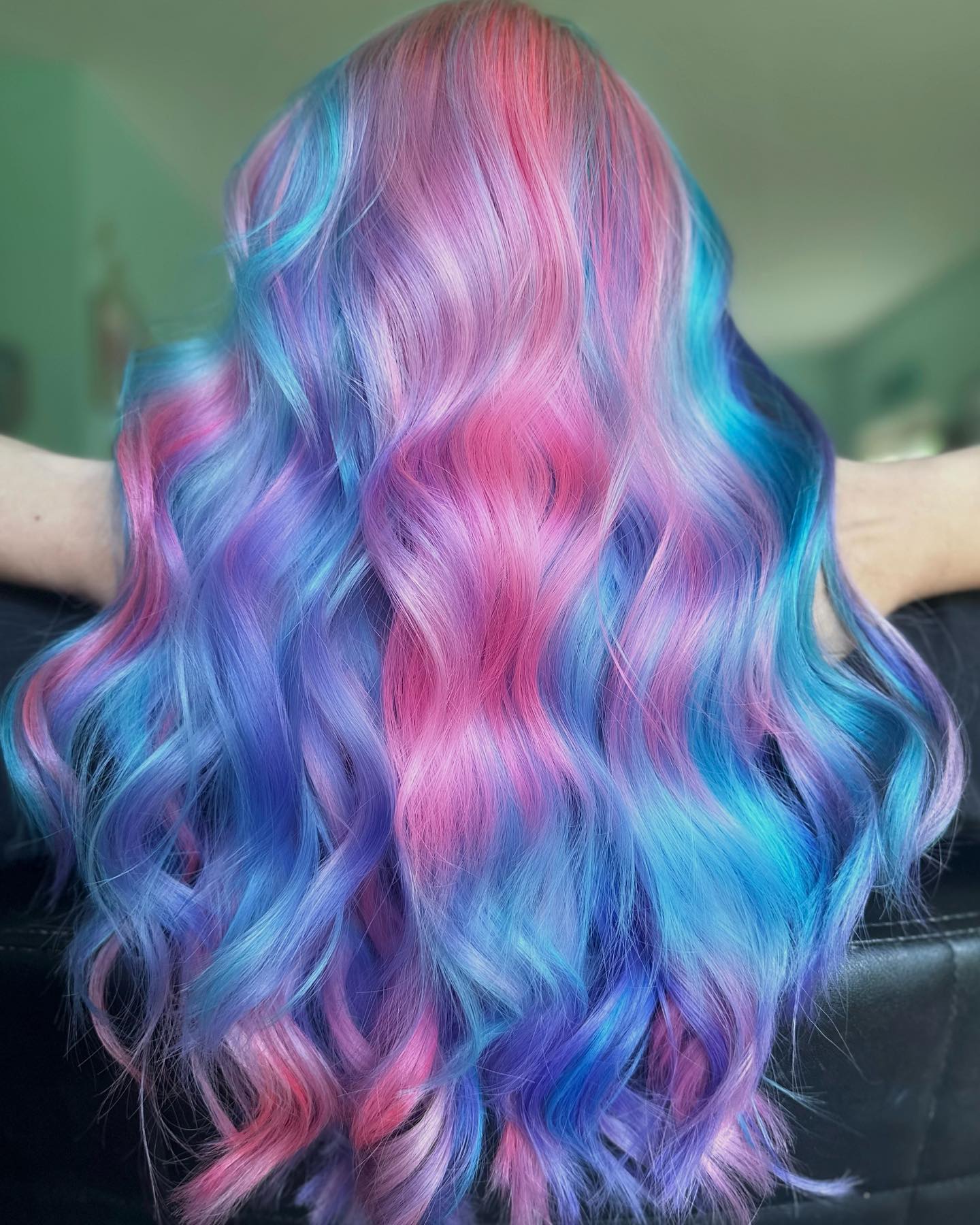 Cotton Candy Pink Color on Wavy Hair