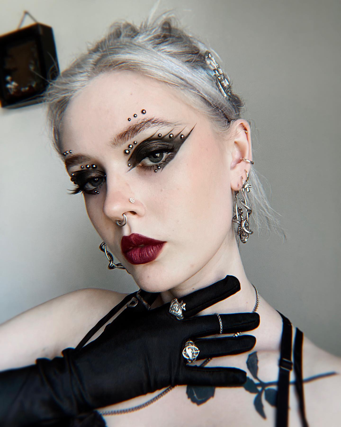 Dark Goth Makeup with Dark Red Matte Lips