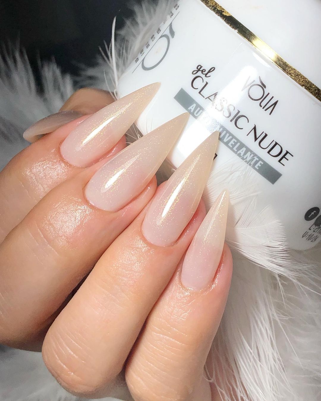 Nude stiletto nail art for ultra-modern and edgy look