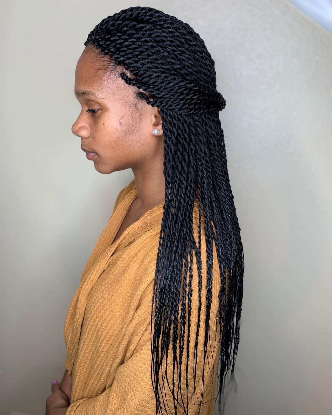 Senegalese Twists on Long Black Hair