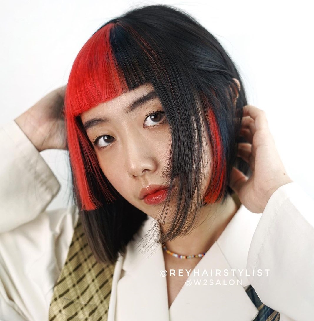 Black and Red Hair on Short Bob