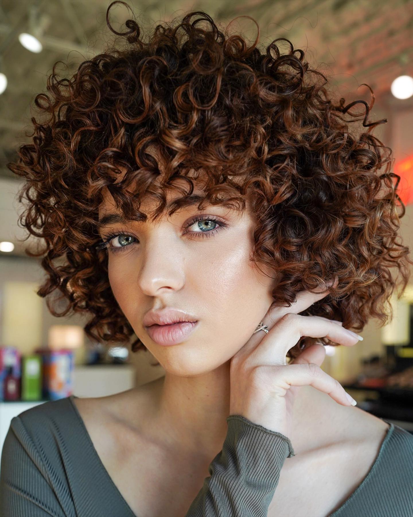 Dark Brown Color on Short Curly Hair