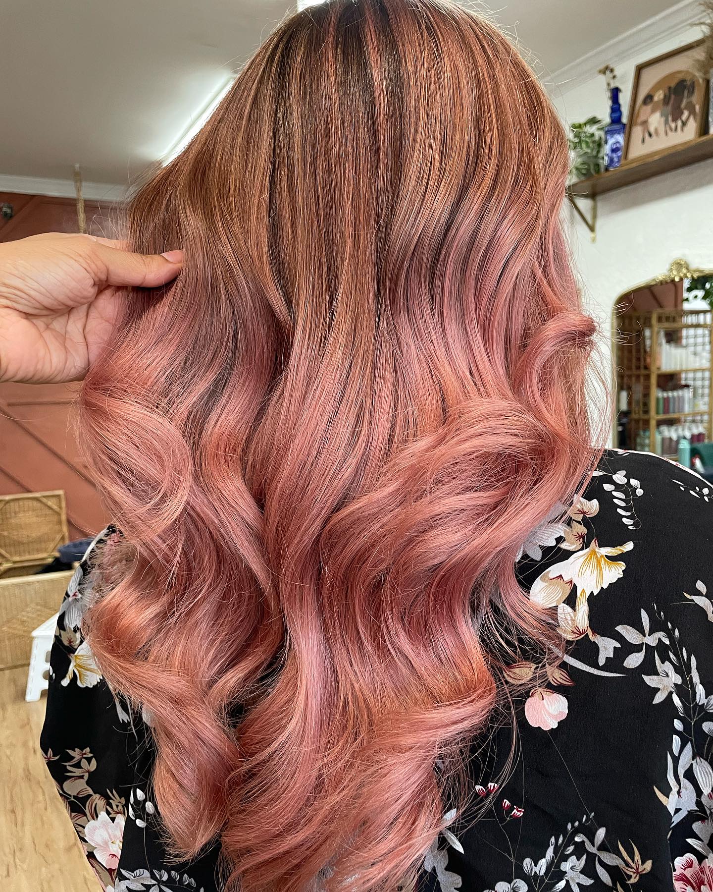 Dark Rose Gold Hair with Champagne Hues