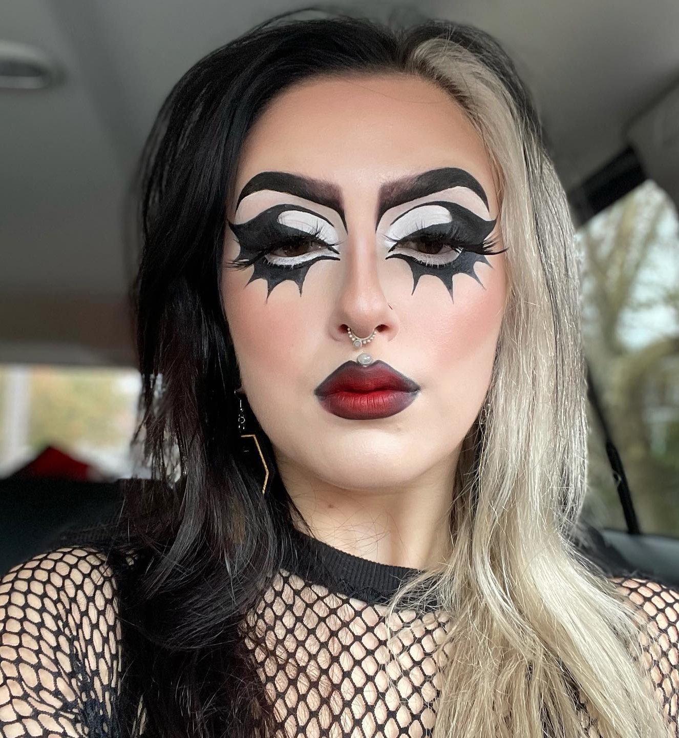 Emo Makeup with Red and Black Ombre Lips