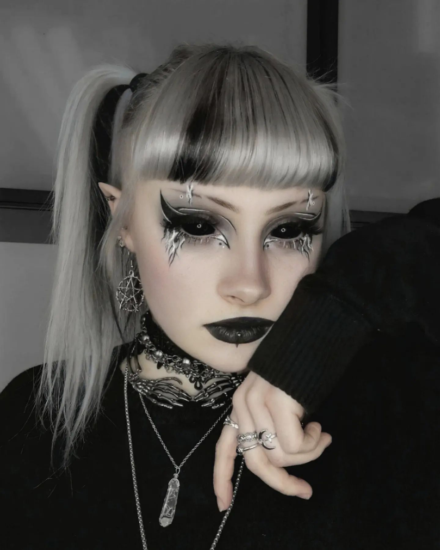 Graphic Emo Makeup with Dark Lips