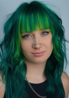 Green Jade Wavy Hair with Straight Bang