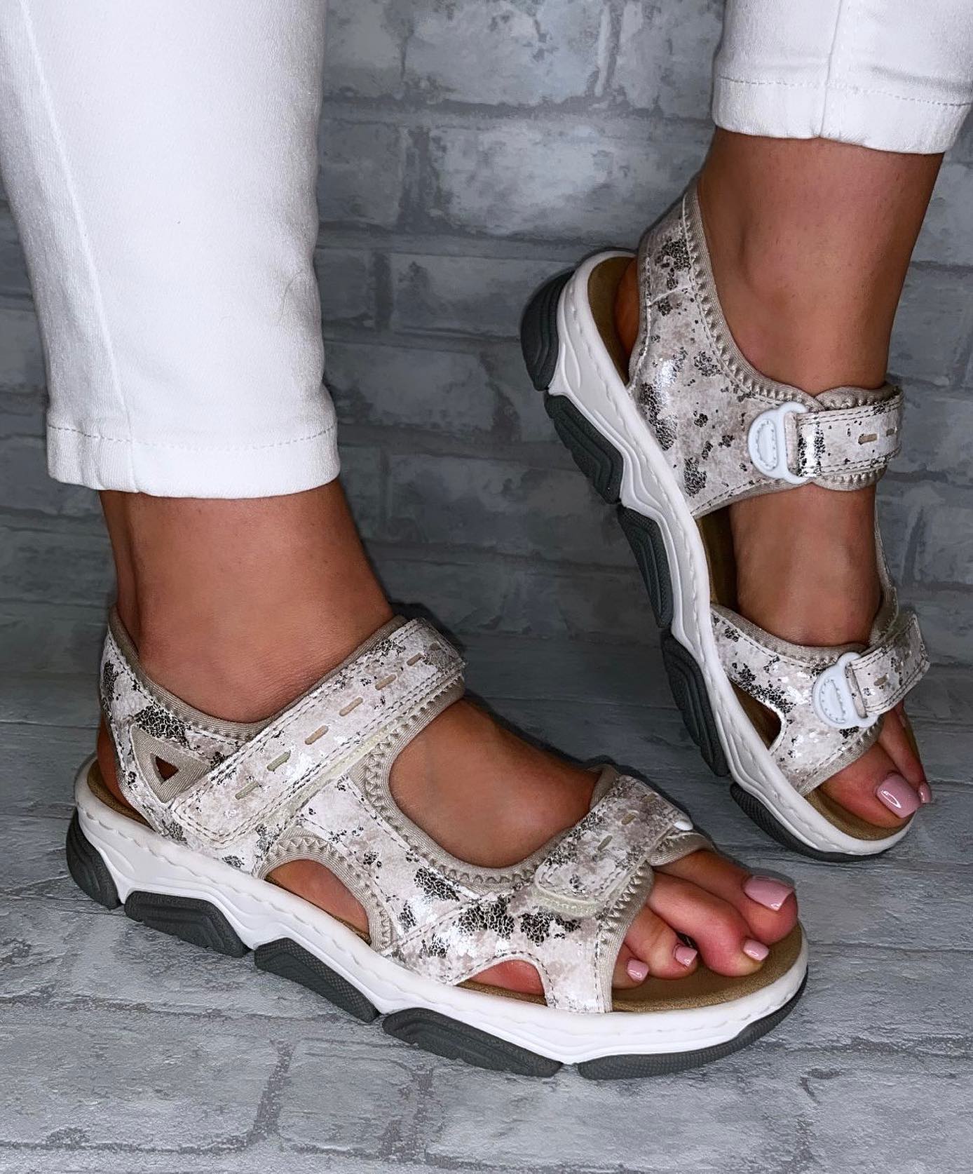 Leather White Walking Sandals for Women