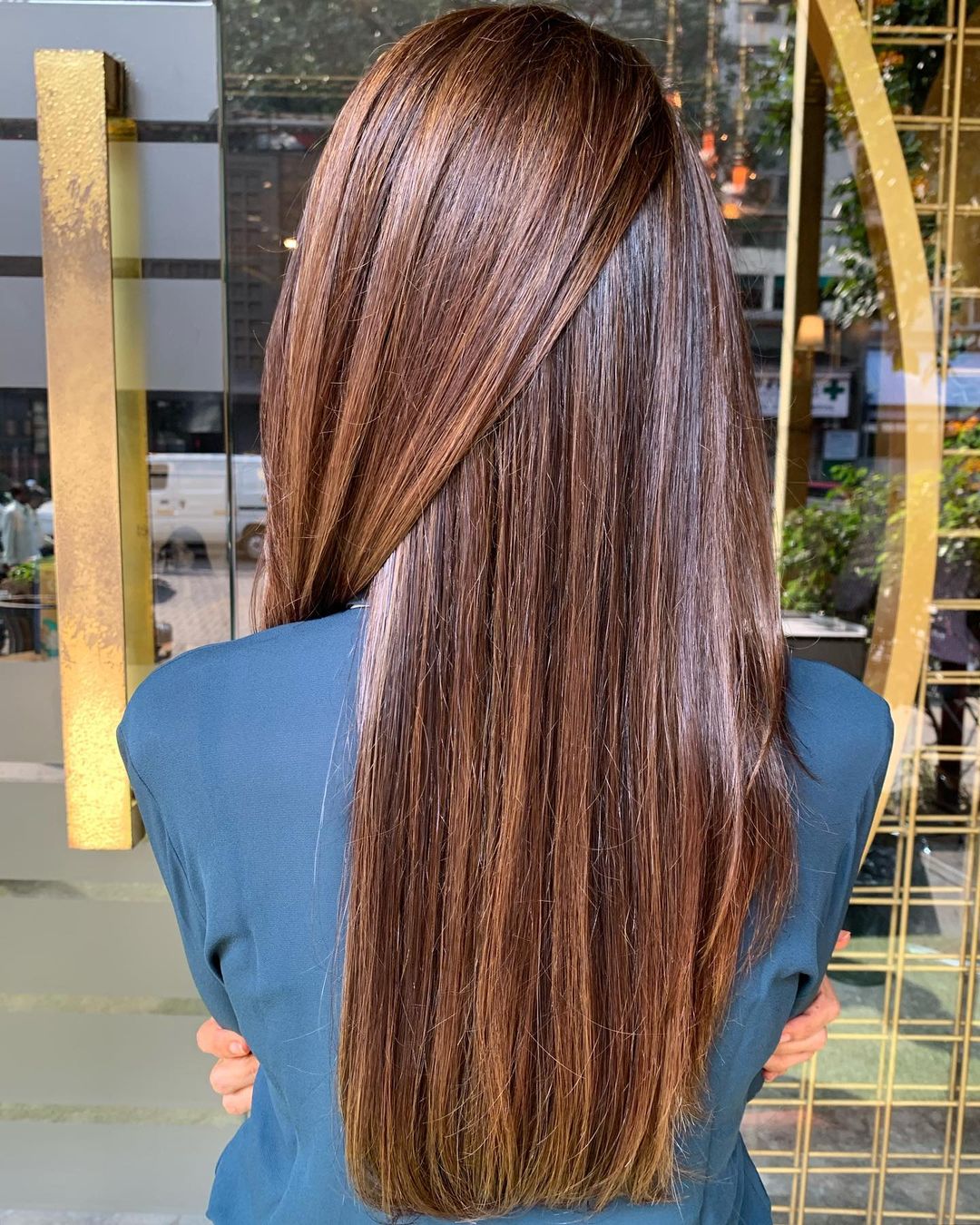 Long Straight Brown Hair with Chestnut Highlights
