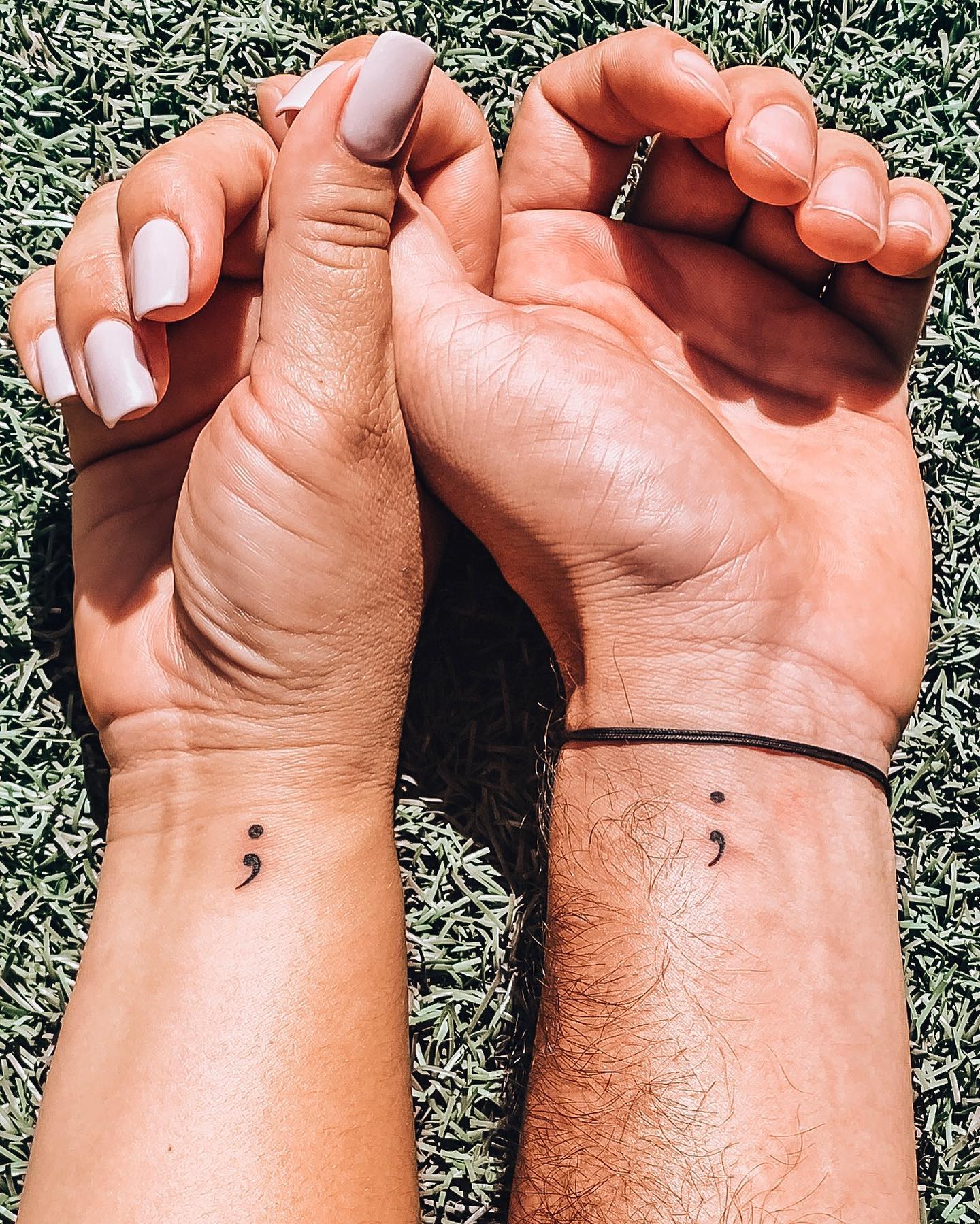 Matching Semicolon Tattoo on Wrists