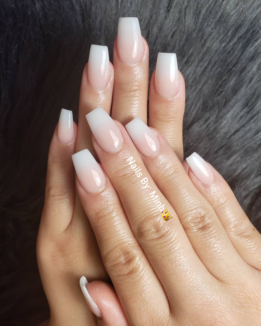 Short Acrylic White Ombre Nails