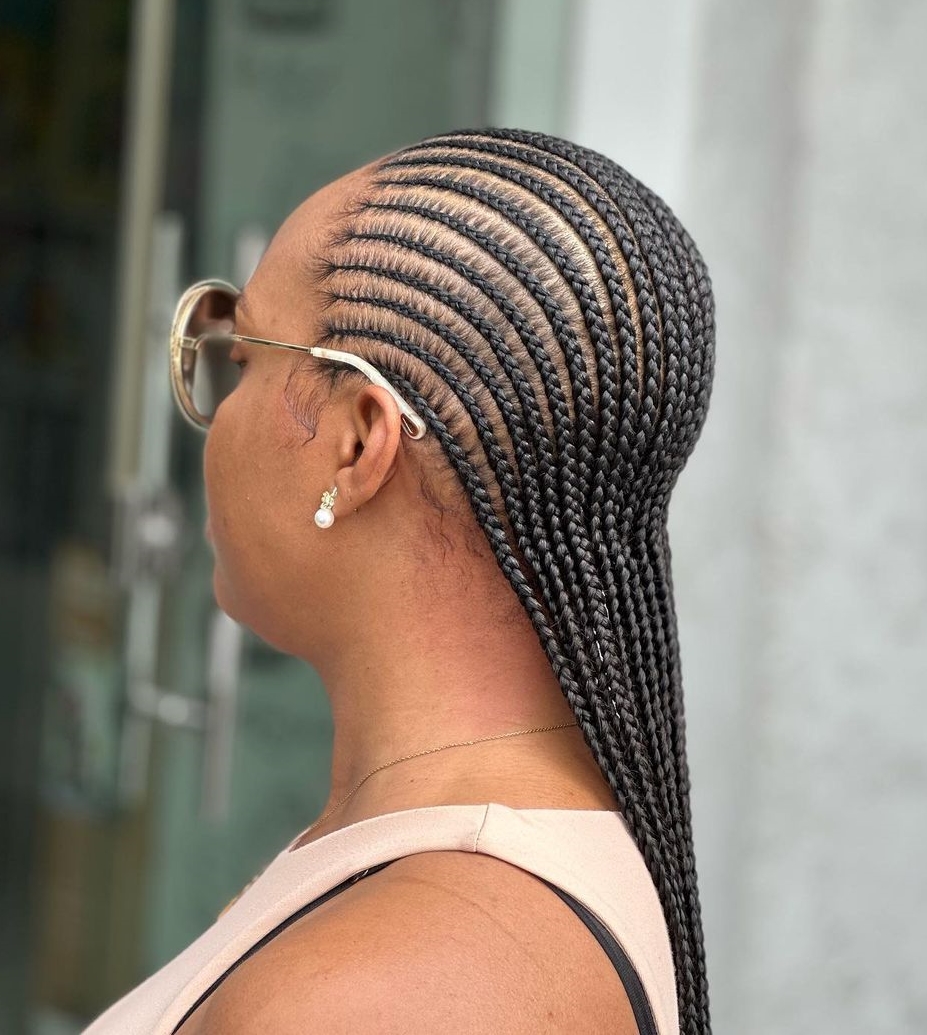 Small Stitch Braids in Straight Cornrows