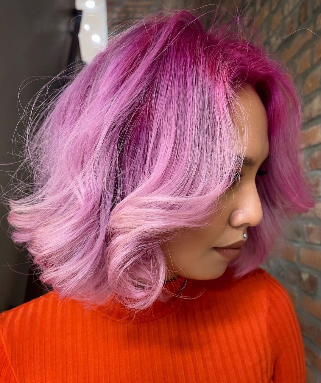 Bubblegum Pink Hair on Short Bob Cut
