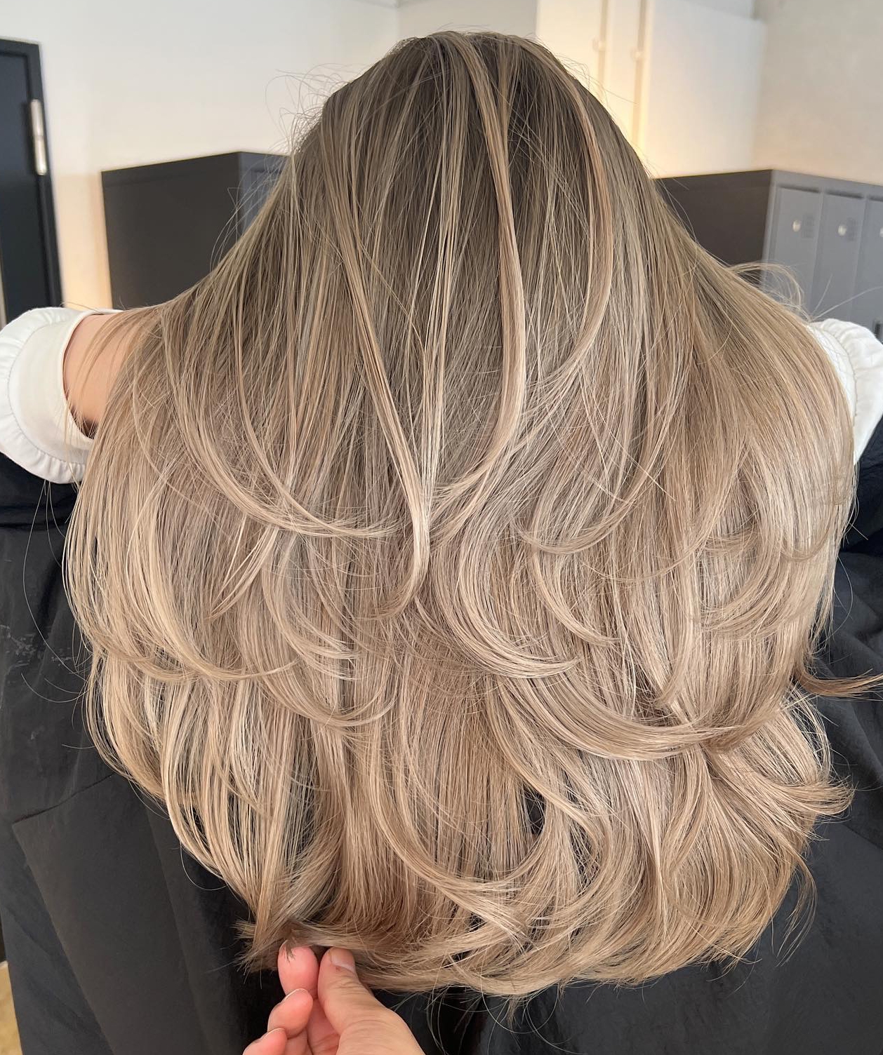 Butterfly Cut on Long Thick Blonde Hair