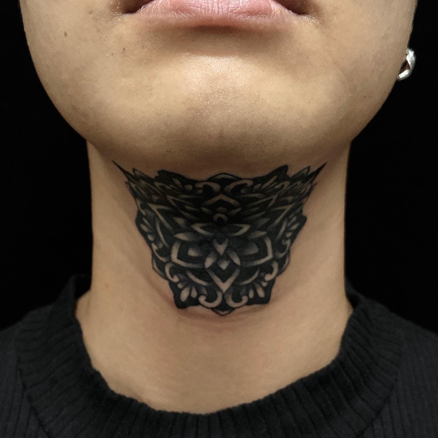 57 Sweet Black And Grey Neck Tattoos