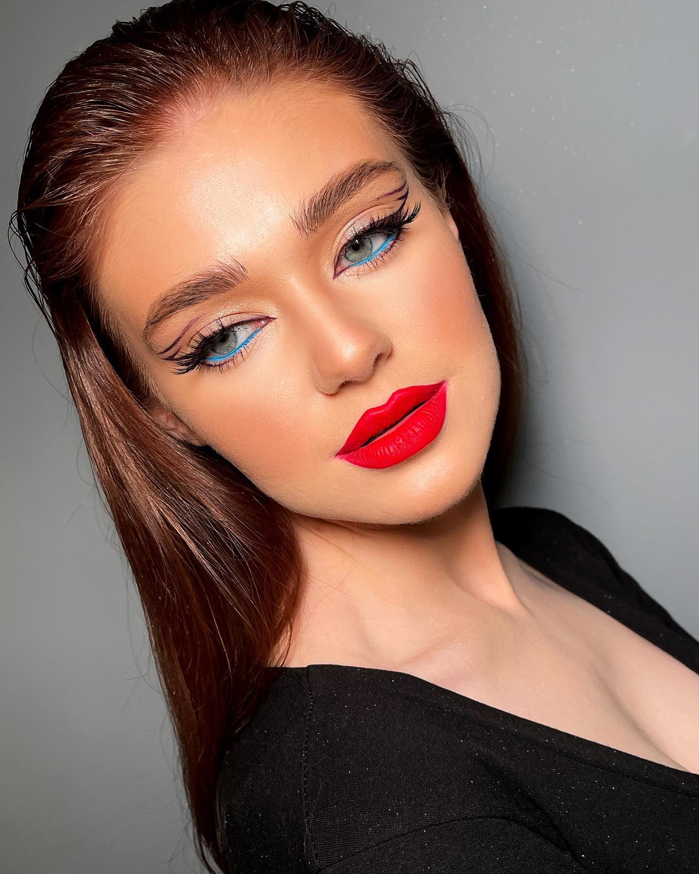 Glam Makeup with Matte Red Lipstick