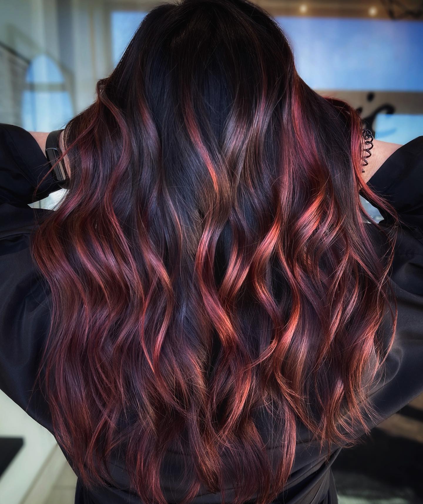 Long Dark Brown Hair with Dark Red Hues