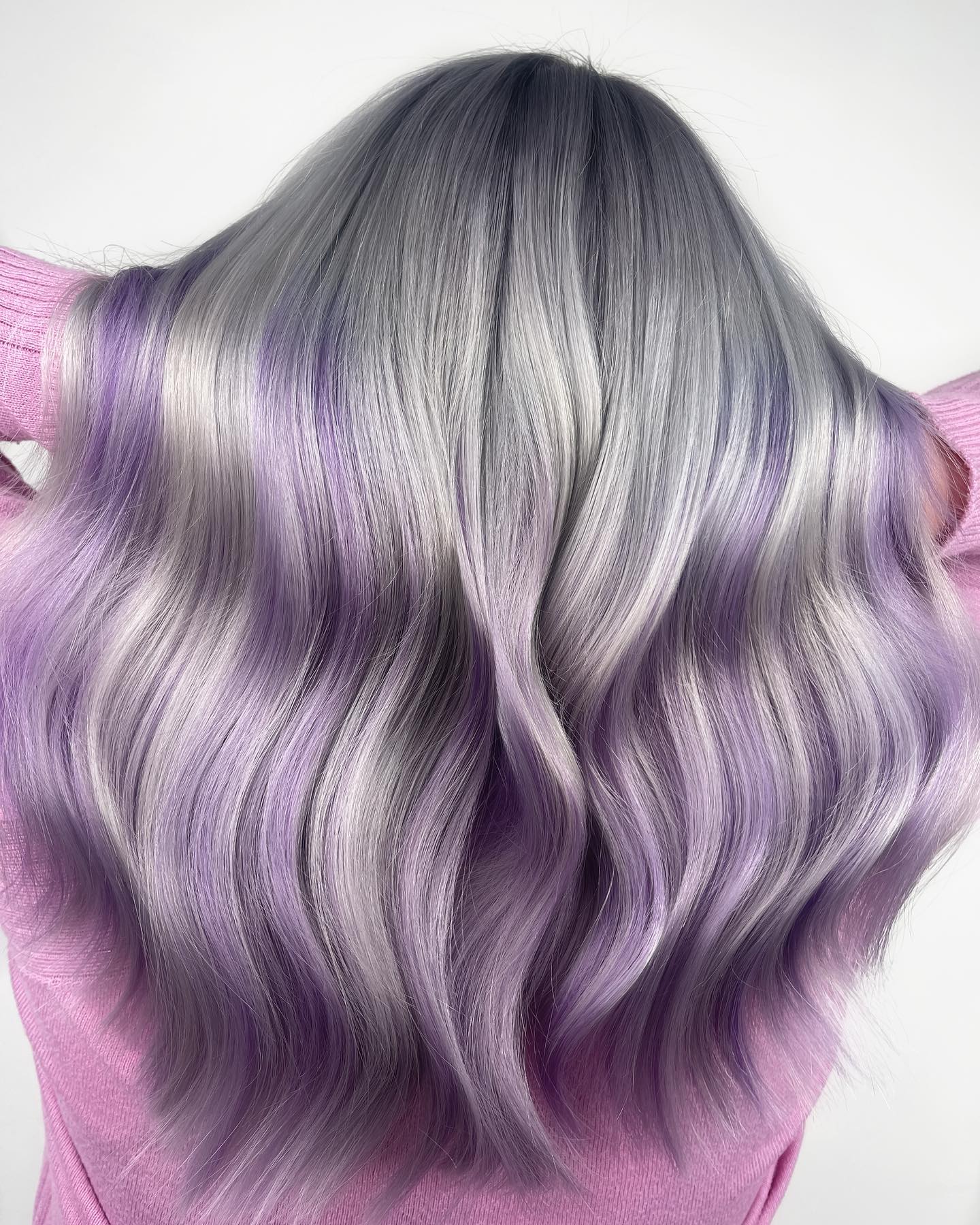 Long Shiny Hair with Lavender Color Hints