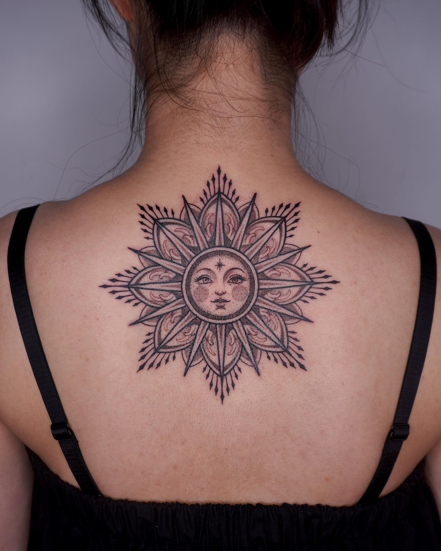 Mandala Sun Tattoo on Back