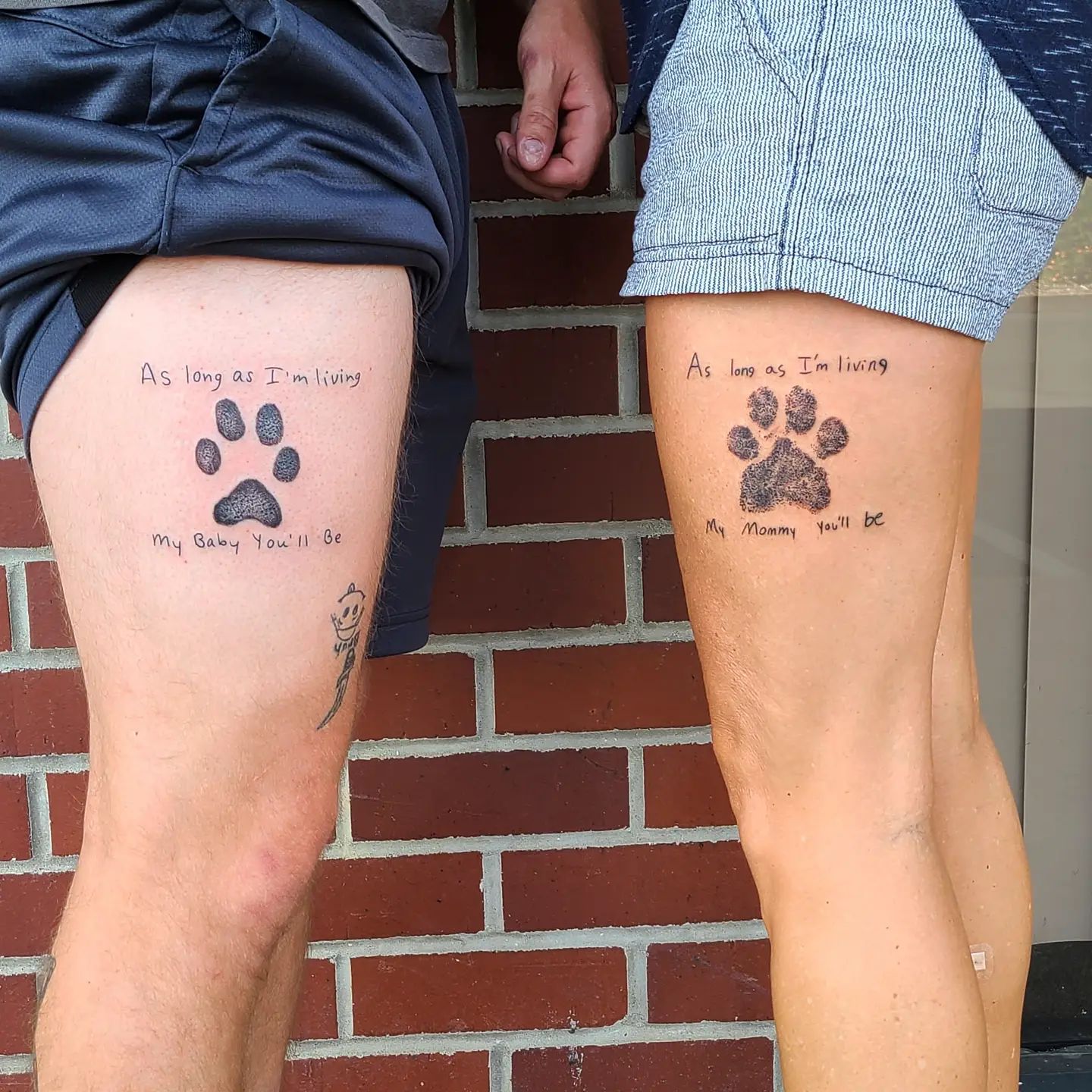 Mother and Son Quote Tattoos on Thighs