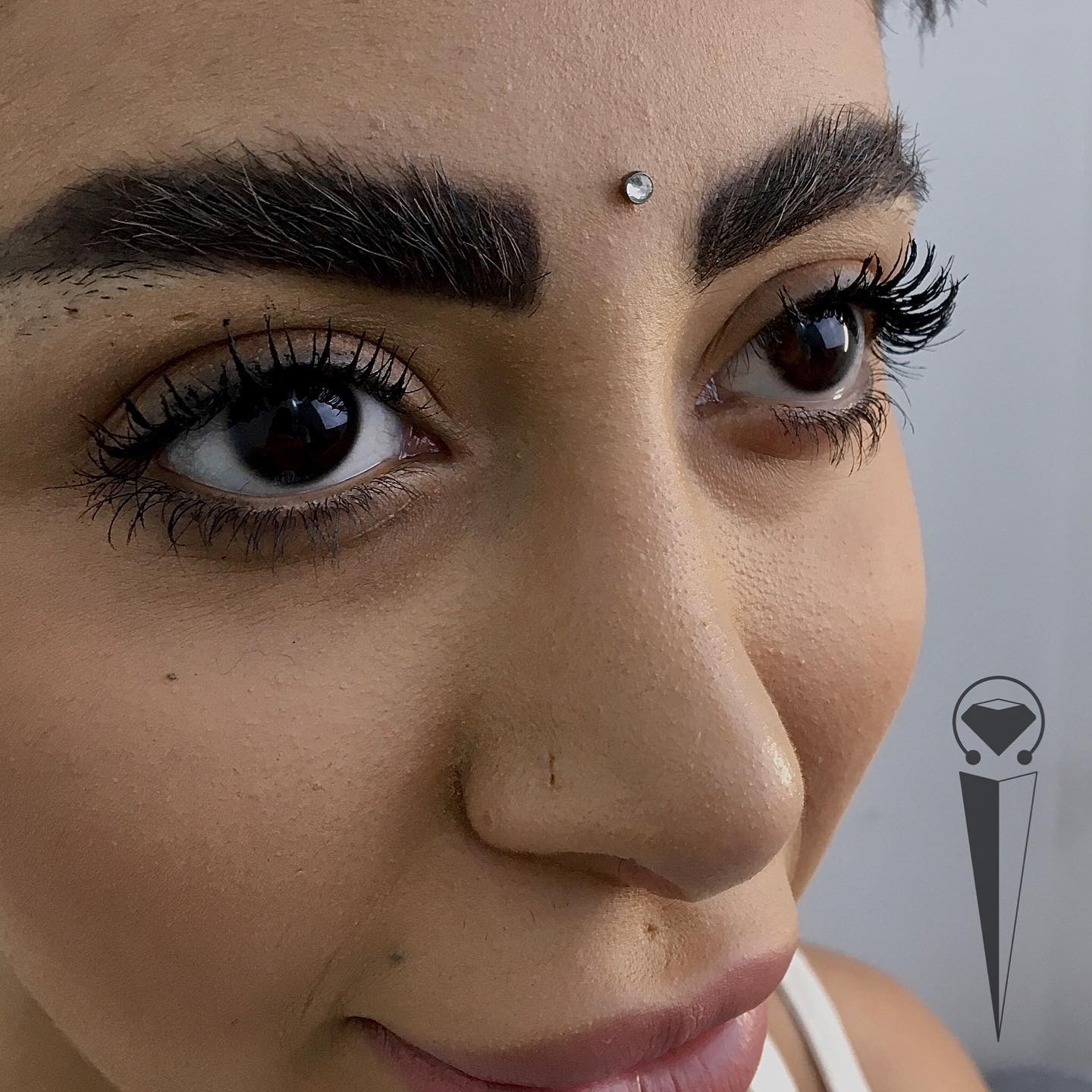 Third Eye Piercing with Rhinestones