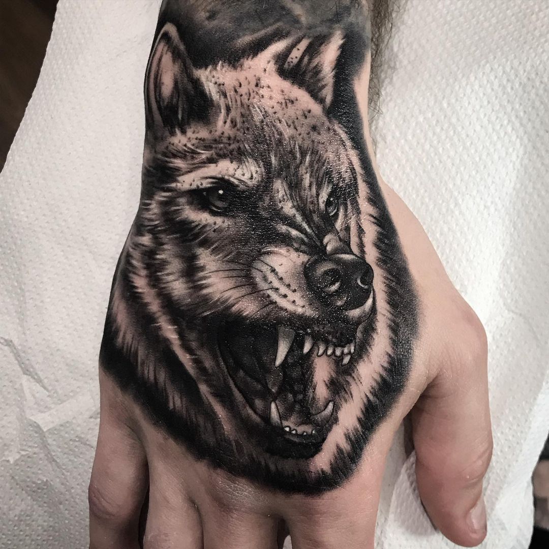 Wolf Hand Tattoo