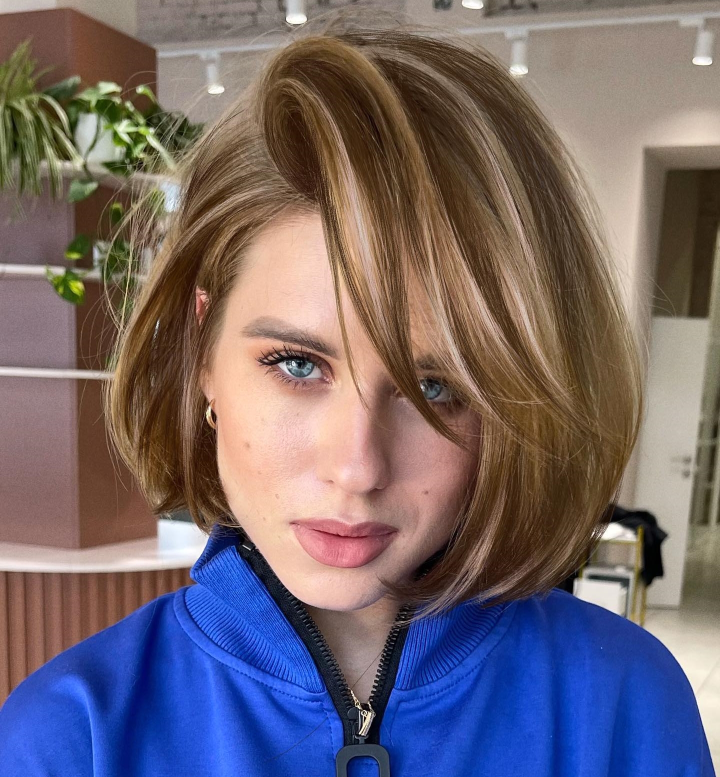 Blonde Babylights Color on Bob Cut