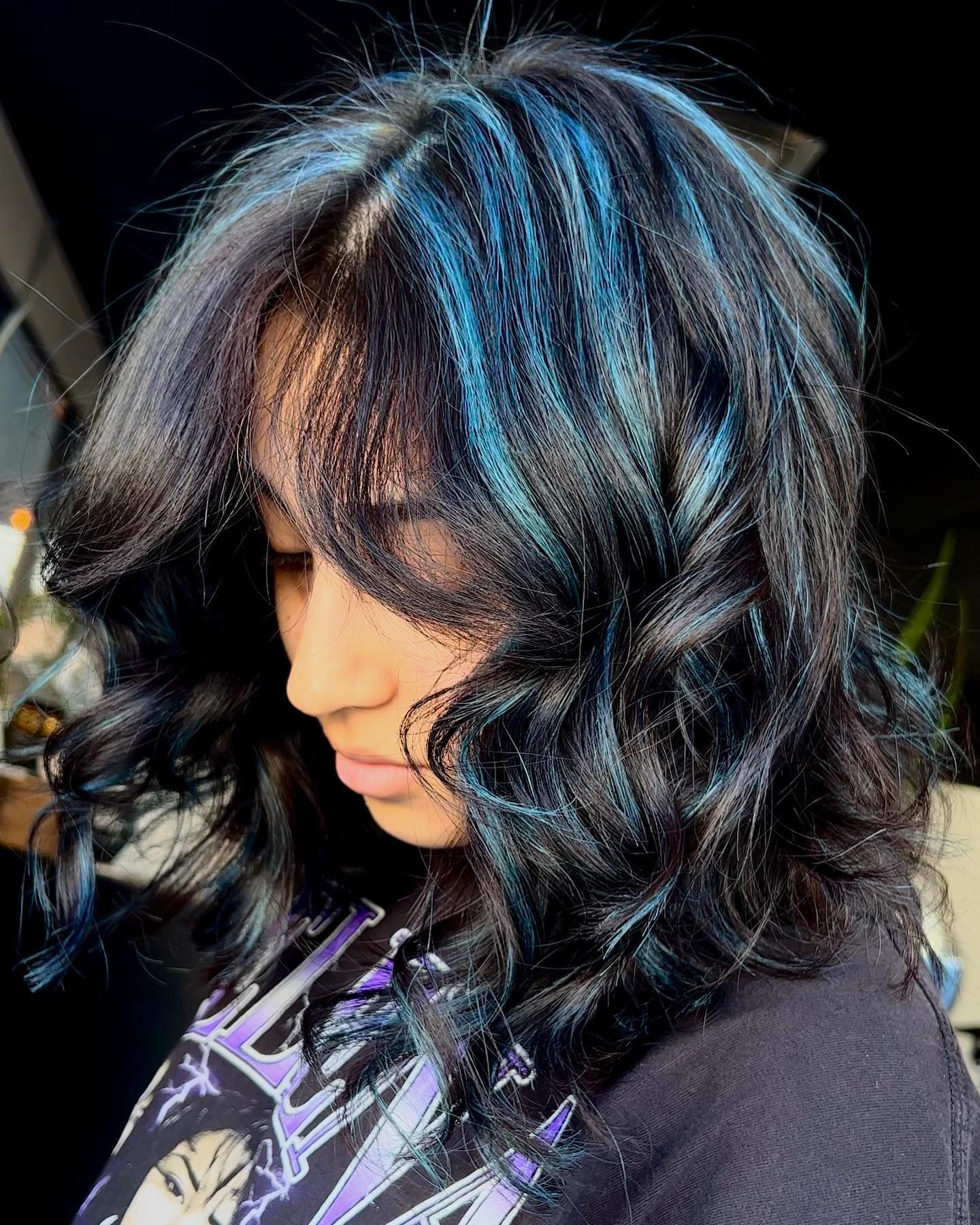 Blunk Bob Cut with Blue Highlights