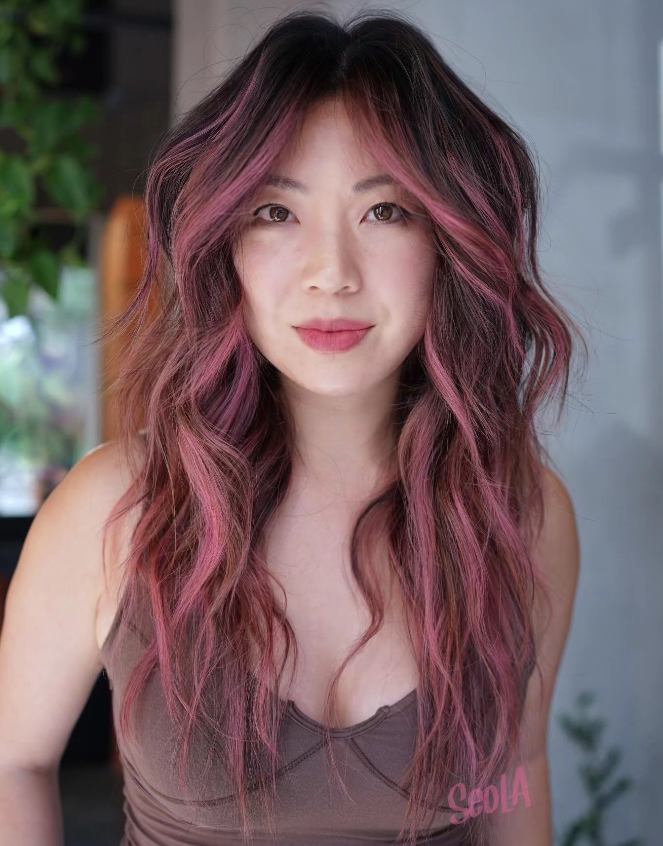 Brown and Pink Hair Color