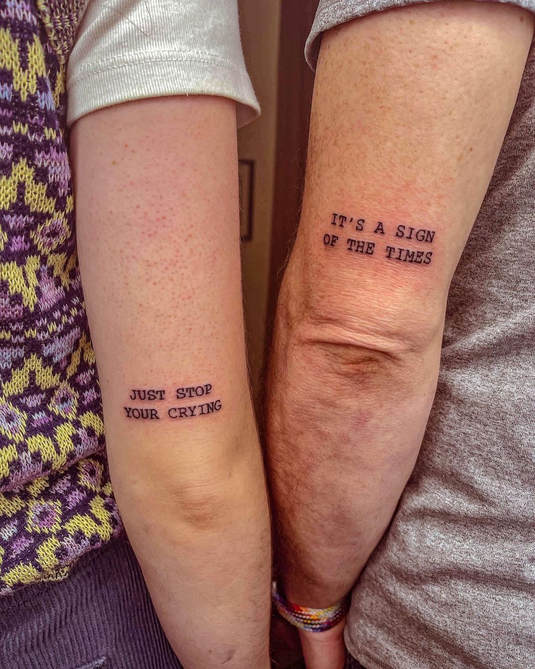 Father and Daughter Quote Tattoos on Elbows