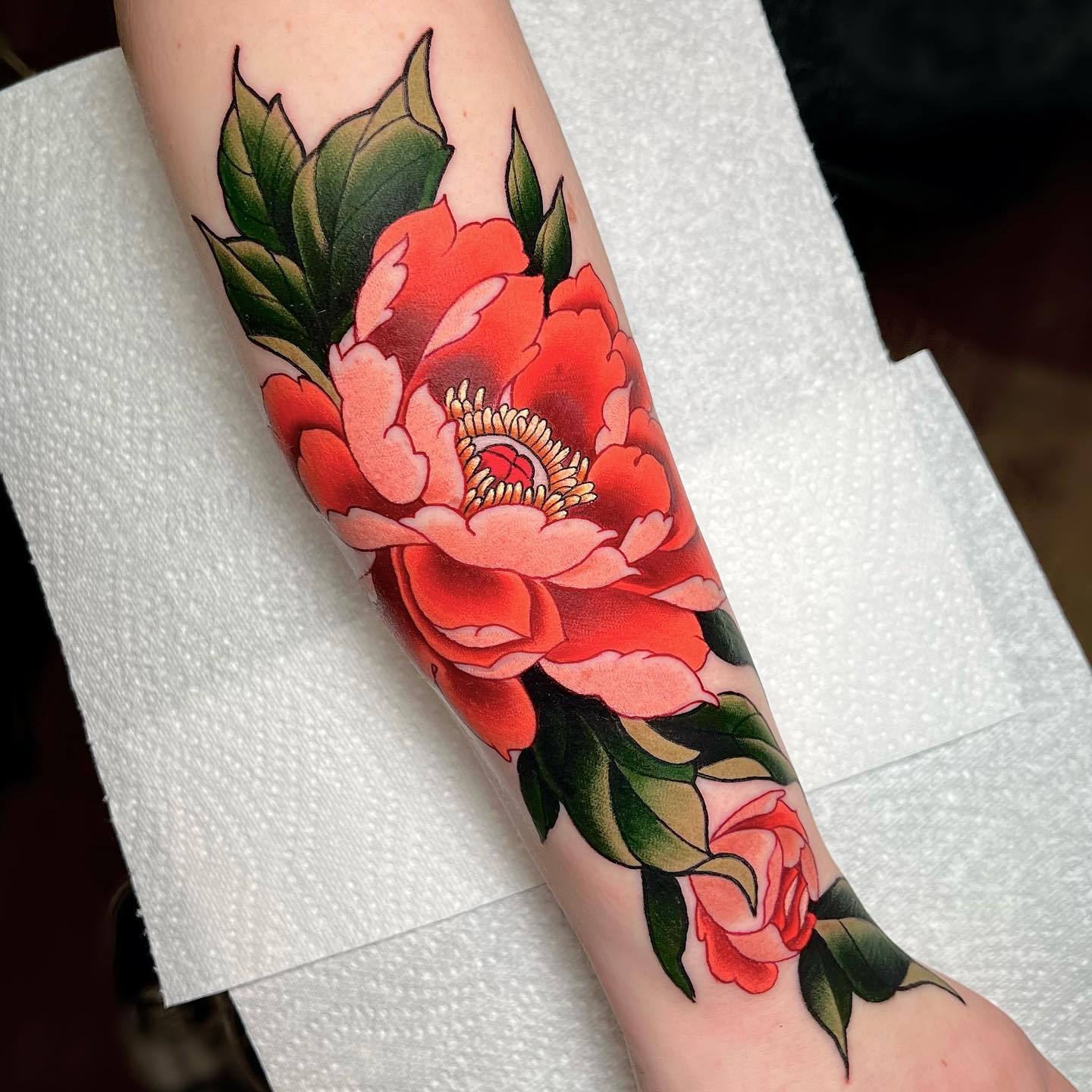 Japanese Peony Tattoo on Arm