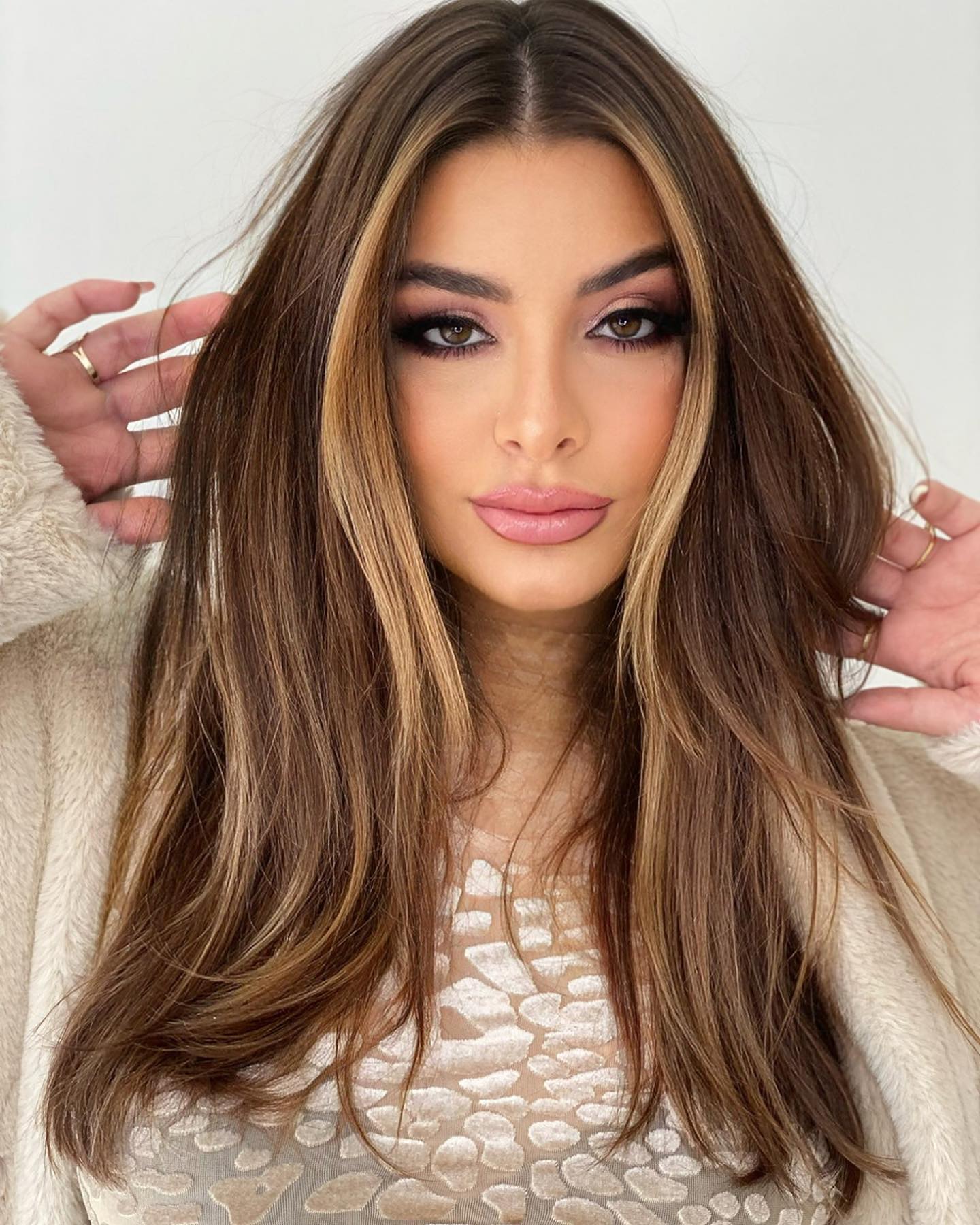 Light Chocolate Brown Color on Long Straight Hair
