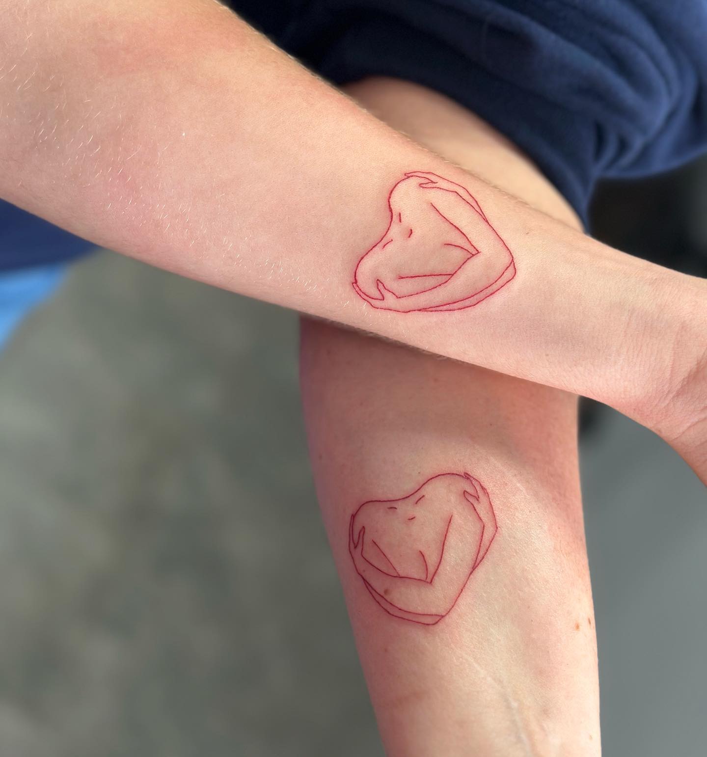 Mother & Daughter Red Heart Tattoos