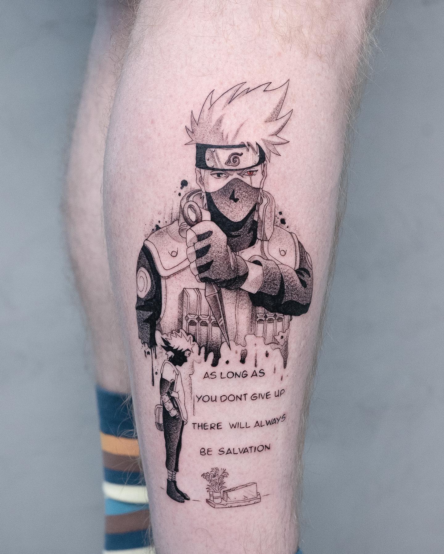 Naruto Quote Tattoo on Leg