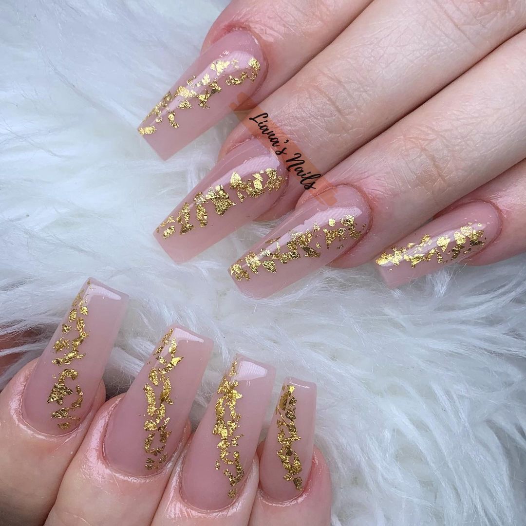 Nude and gold nails for a luxe combination
