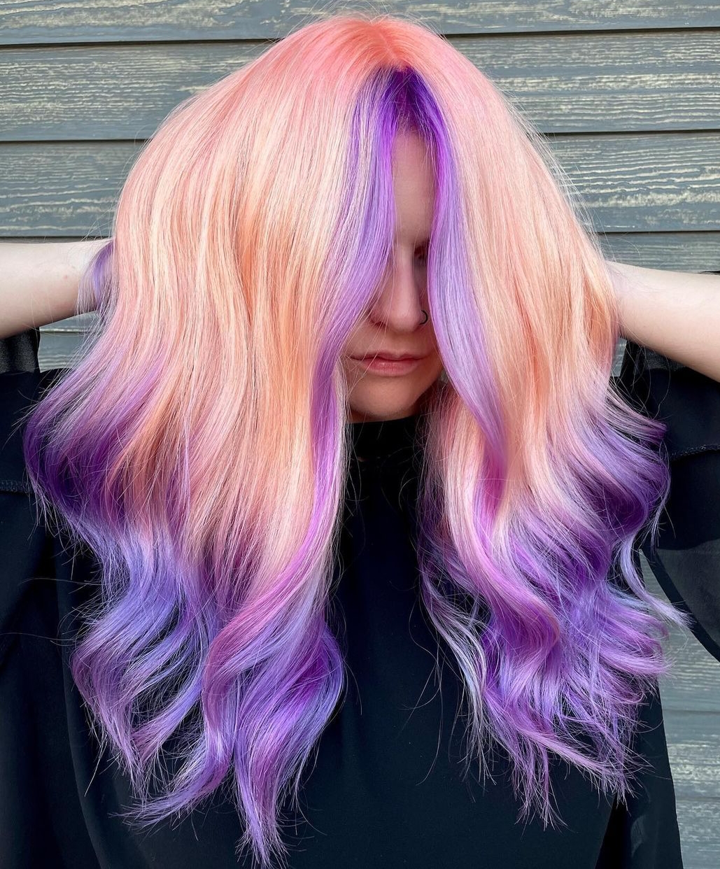 Pastel to Purple Ombre on Long Hair