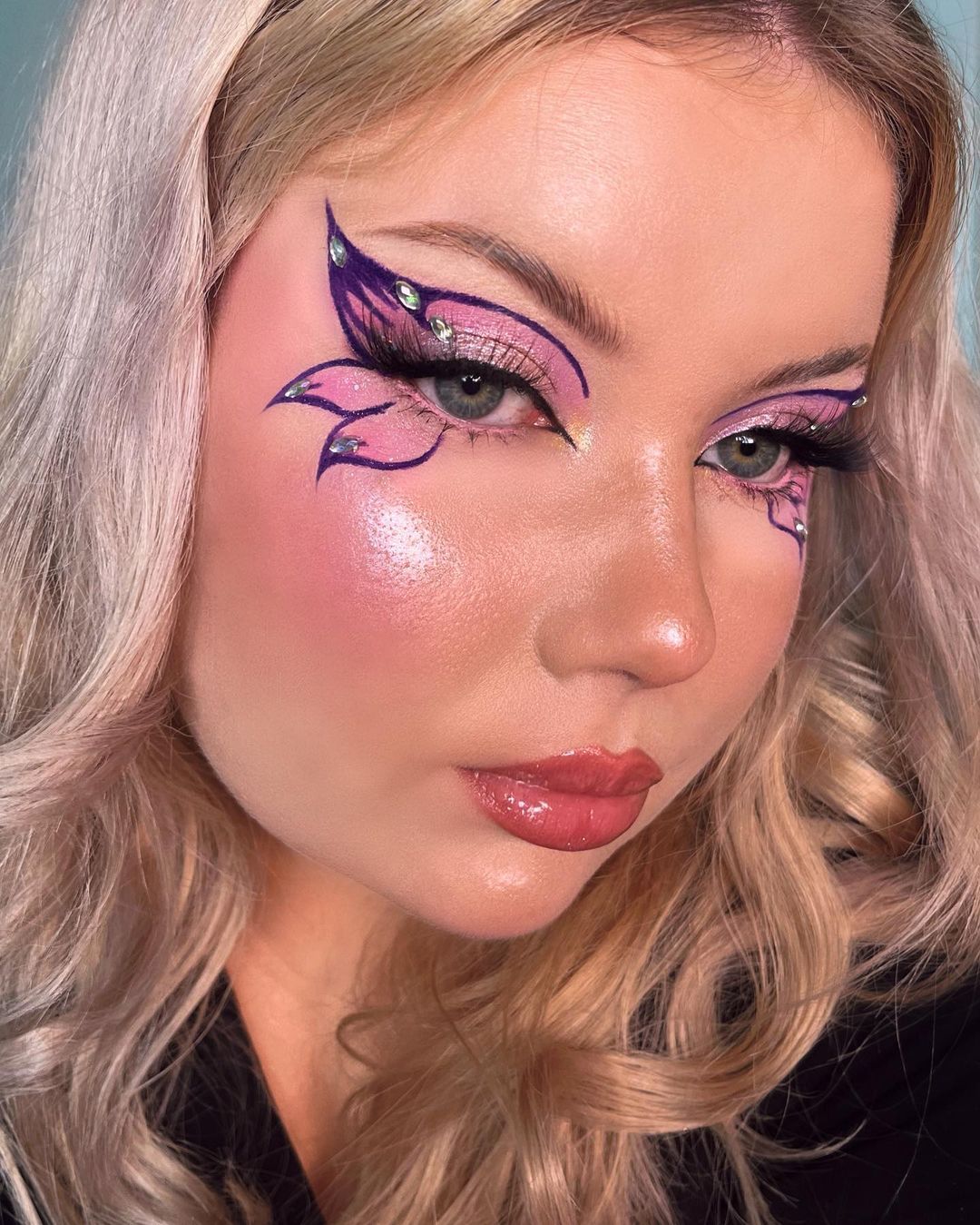 Pink and Purple Butterfly Eye Makeup