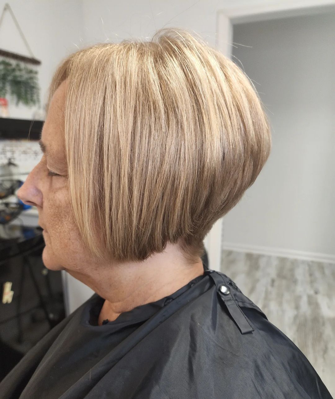 Short Inverted Bob Cut for Elderly Women