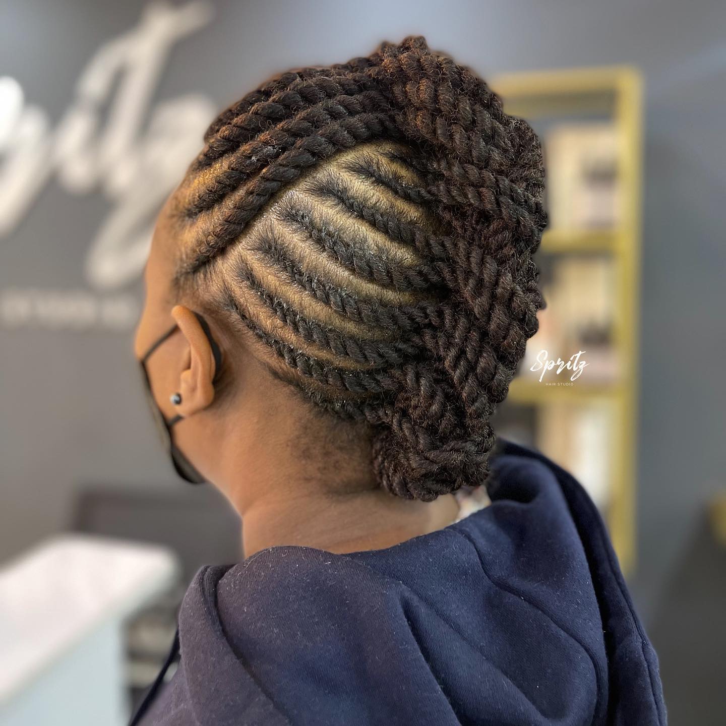 Side-Parted Kinky Twists on Black Hair