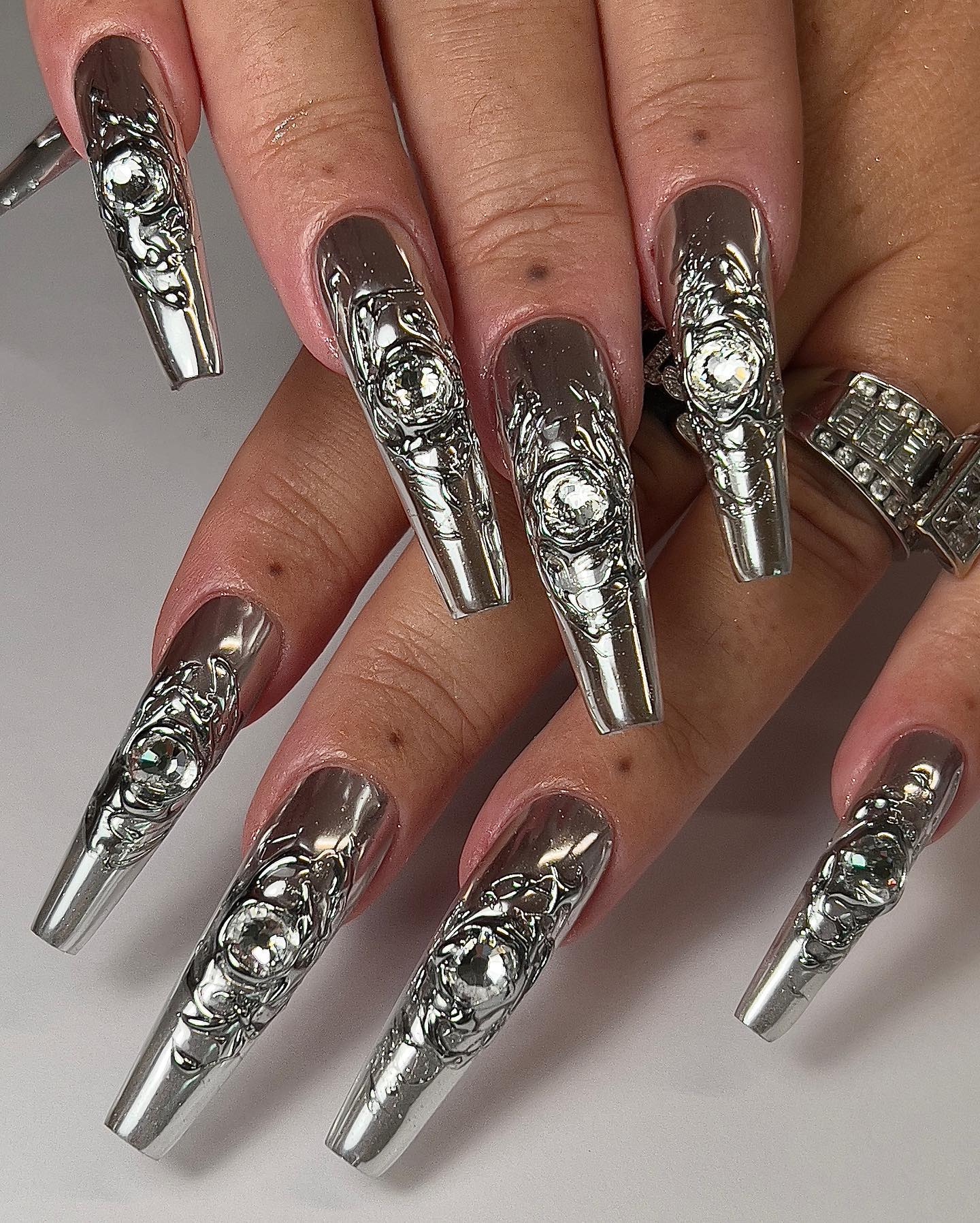 Acrylic Silver Chrome Nails