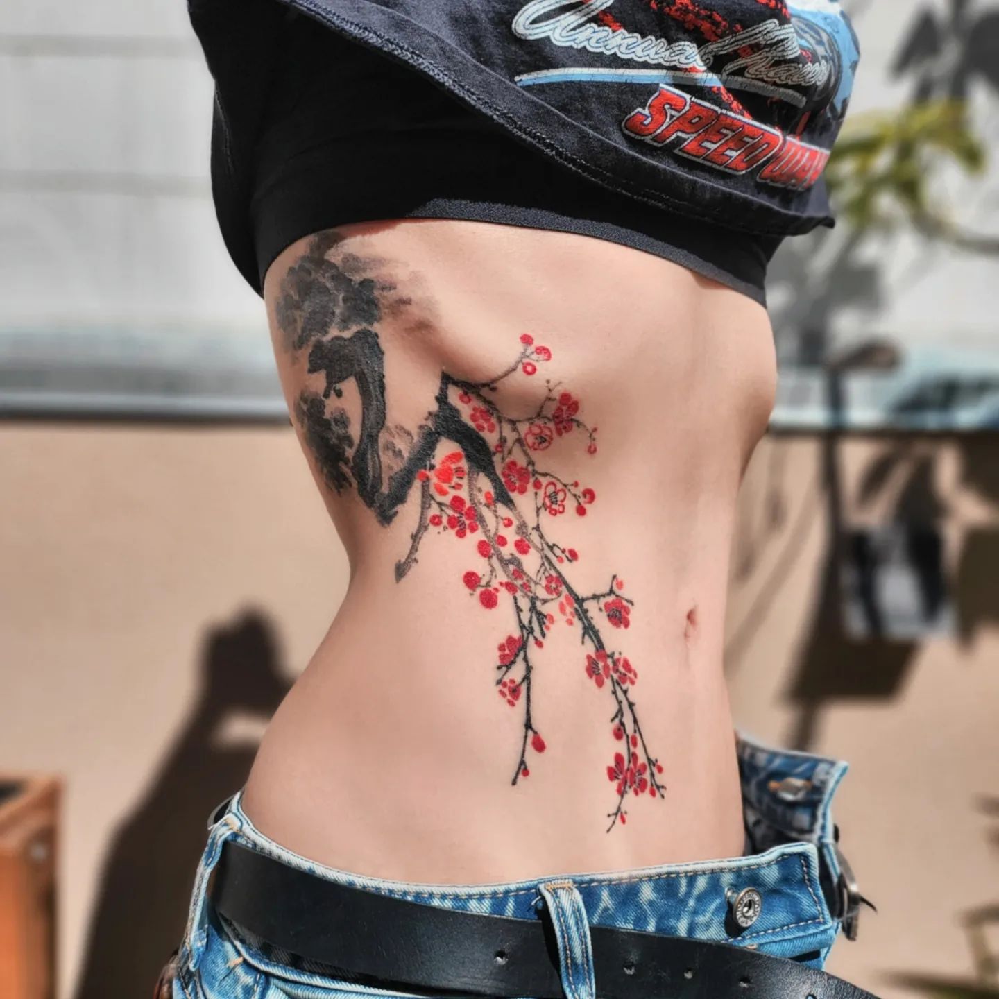 Cherry Blossom Tattoo on Side