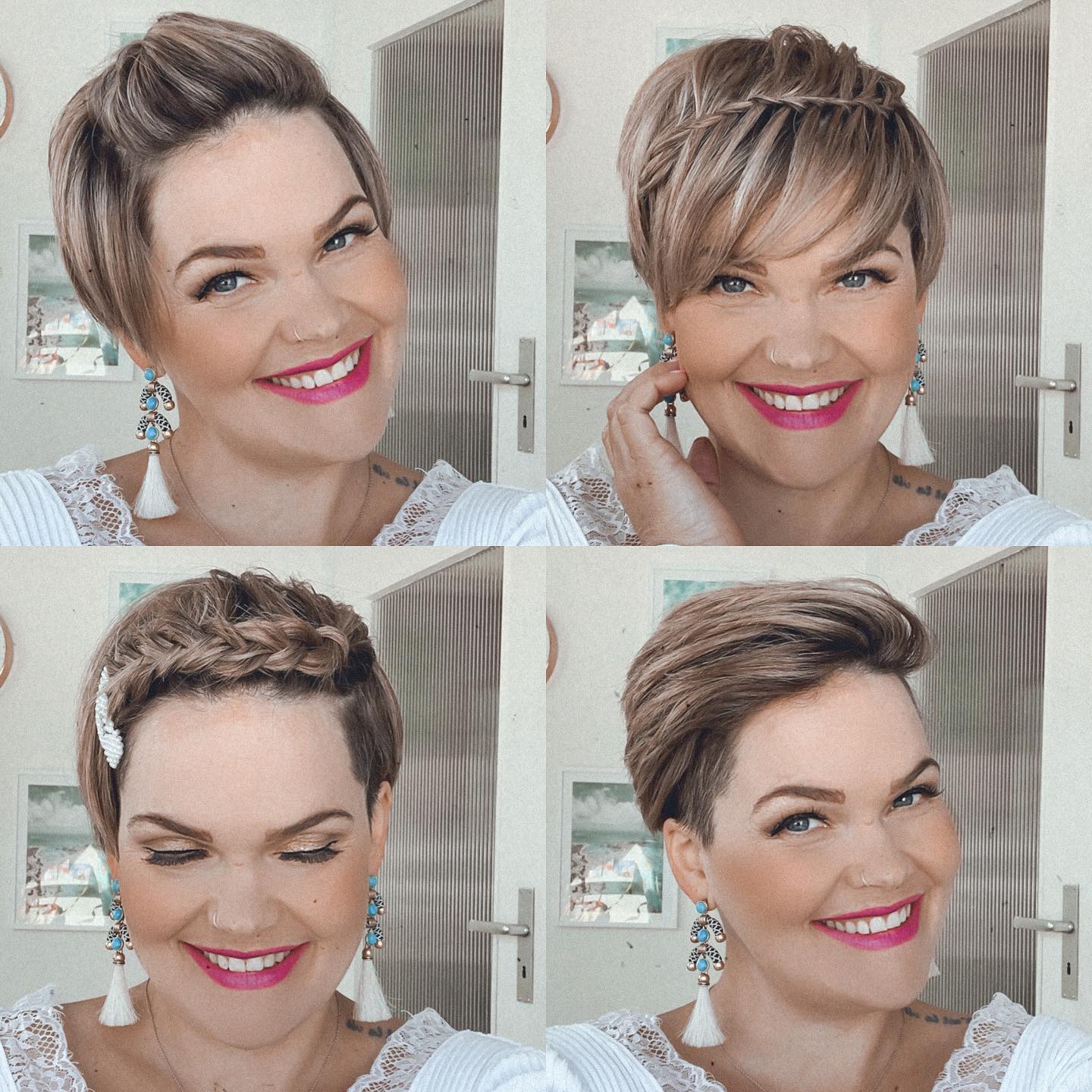 Four Ways of How to Braid Long Bang on Pixie Cut