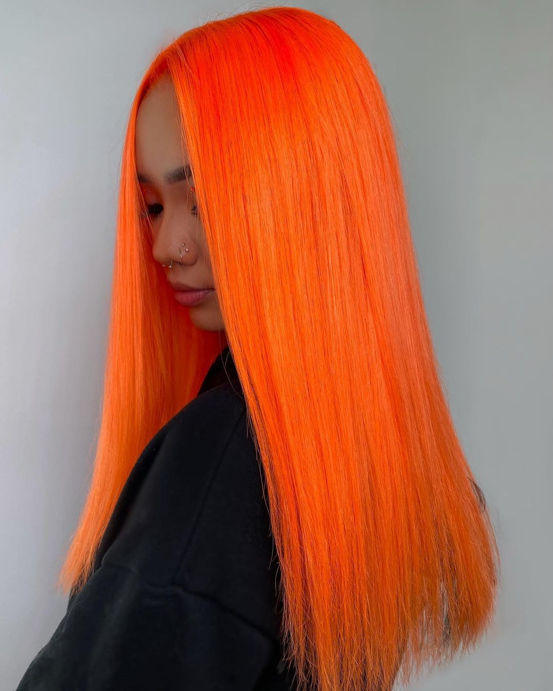 Long Straight Neon Orange Hair